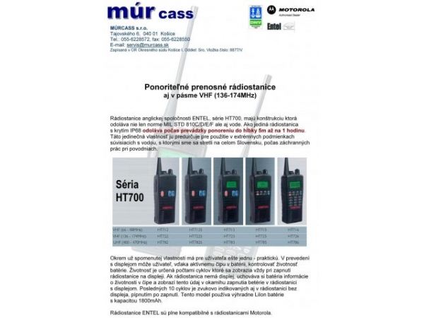 Ponoriteľné prenosné rádiostanice aj v pásme VHF (136-174MHz)